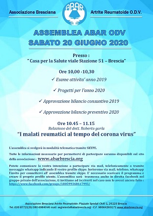 ASSEMBLEA ORDINARIA DEI SOCI ABAR odv anno 2020