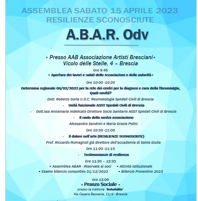 ASSEMBLEA ORDINARIA ABAR ODV 2023